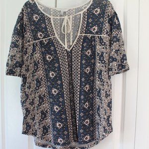 Lucky Brand Boho Short Sleeve Top Womens Size Small